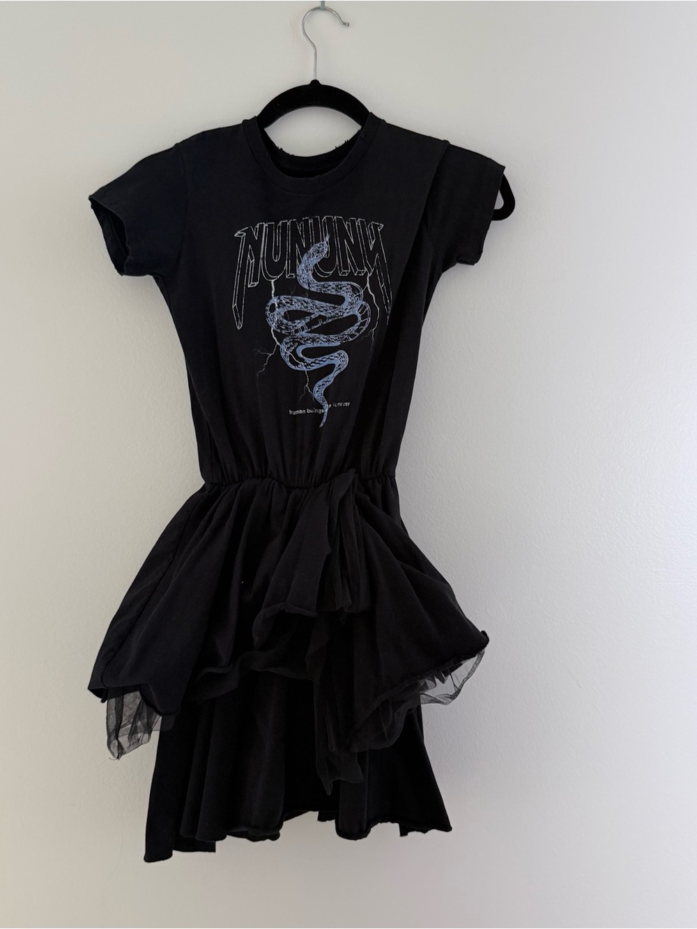 nununu Black Snake Graphic Tulle Dress
